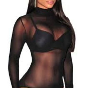 NWT  HOST PICK Sheer Soft Mesh Long Sleeve Bodysuit